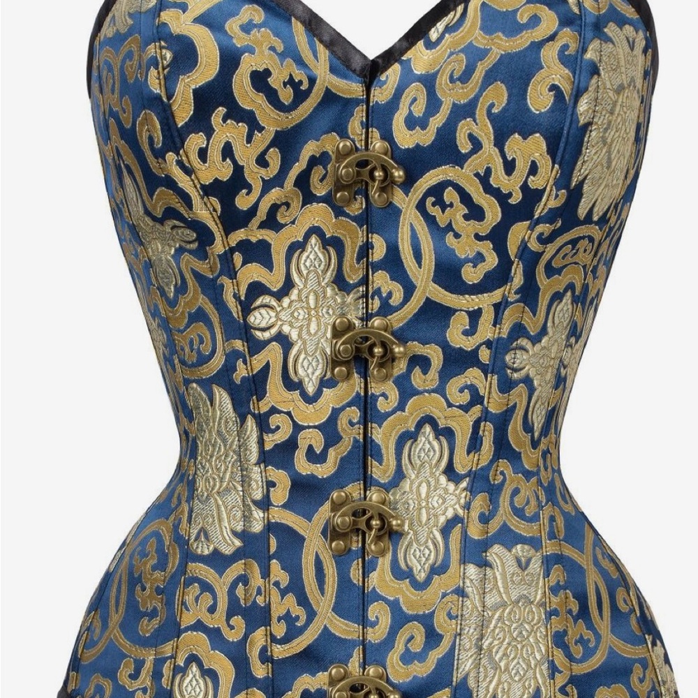 NEW Corset Story Blue and Gold Brocade Corset